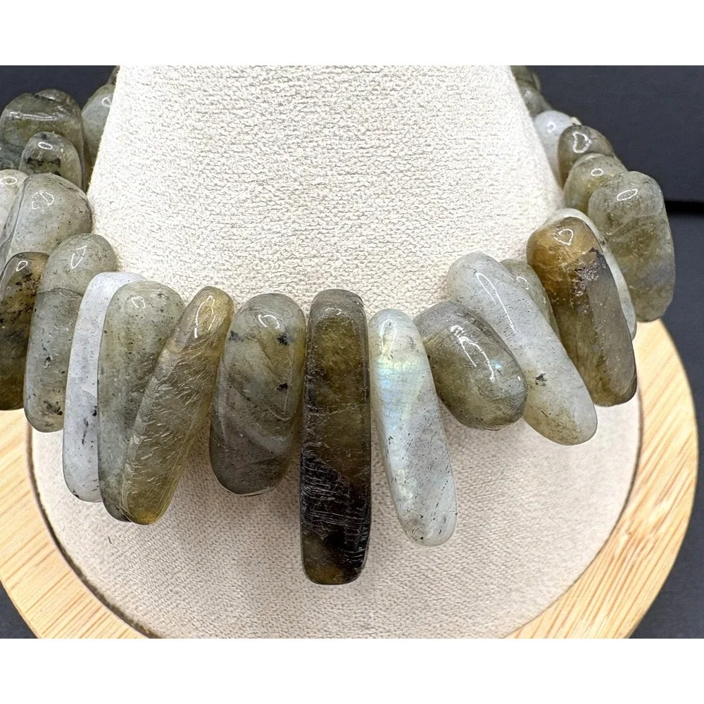 Natural‎ Labradorite Stretch Bracelet Spear Stick Chip Beads